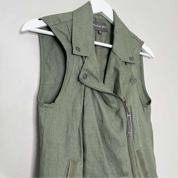 Michael Stars Linen Women's Sleeveless Moto Vest in Green Size XS - Picture 5 of 13